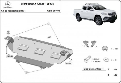 Mercedes X-Class, 2017-2020 - Acél Hűtővédő lemez