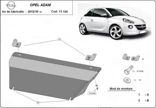 Opel Adam, 2012-2019 - Acél Motorvédő lemez