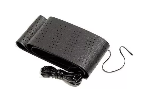 Fűzős bőrhatású kormányvédő - fekete - 45cm