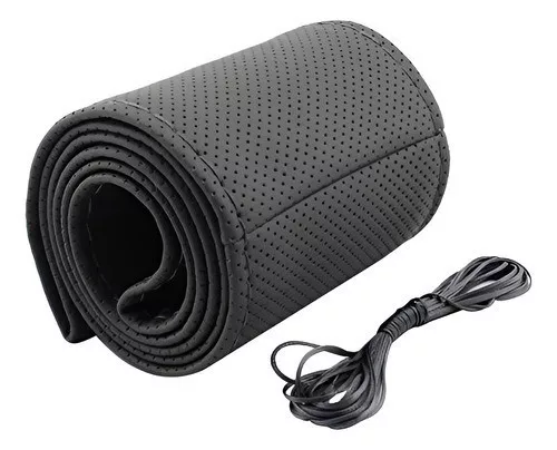 Valódi bőr fűzős kormányvédő - fekete - 40 cm