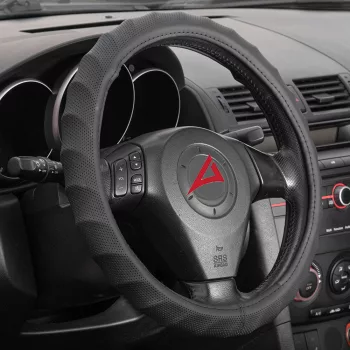 Bőrhatású zzellőző kormányvédő - fekete - 38cm