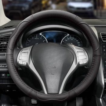 Teherautós valódi bőr kormányvédő - fekete - 40-42cm