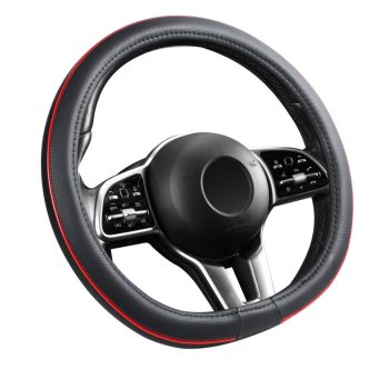   AIR-FLOW "D" típusú bőrhatású kormányvédő - 38cm - fekete/piros betétes