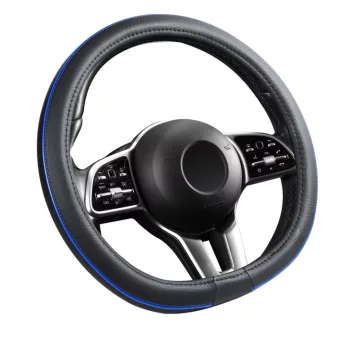   AIR-FLOW "D" típusú bőrhatású kormányvédő - 38cm - fekete/kék betétes