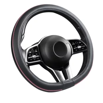   AIR-FLOW "D" típusú bőrhatású kormányvédő - 38cm - fekete/pink betétes