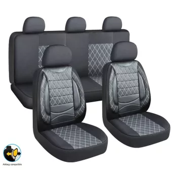   11 részes univerzális műbőr üléshuzat szett - légzsákos - fekete-fehér - 203-2BKW