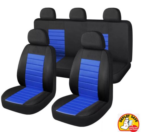9 részes, két helyen osztható - légzsákos - univerzális üléshuzat szett - kék-fekete - 203-6BBL-AZ