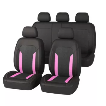   9 részes osztható univerzális üléshuzat szett - légzsákos - tároló zsebbel - pink-fekete - AD9341P