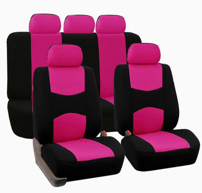 9 részes osztható univerzális üléshuzat szett - légzsákos - pink-fekete AD008P