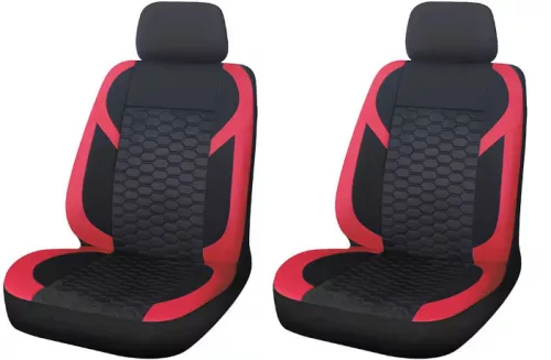 2db-os univerzális első üléshuzat 1+1 - légzsákos - piros-fekete - AD9549RD-2F
