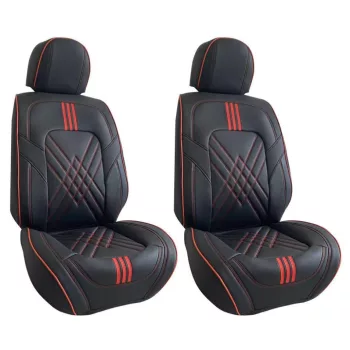   Prémium 3D műbőr 2db-os üléshuzat - légzsákos - légáteresztő - fekete/piros