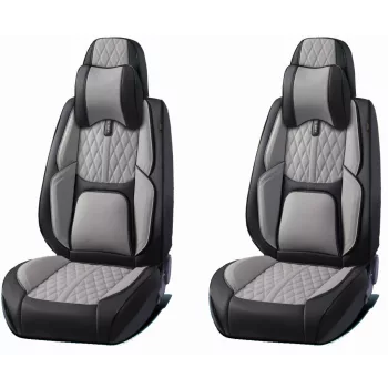   15 részes prémium műbőr üléshuzat szett nyakpárnákkal - légzsákos - osztható - fekete/szürke