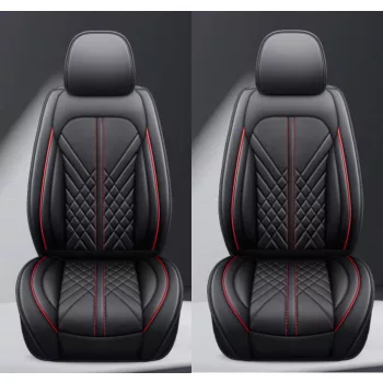   11 részes prémium műbőr üléshuzat szett - légzsákos - osztható - fekete/piros