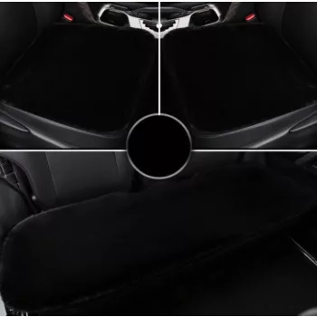 Puha szőrös ülésvédő szett - fekete