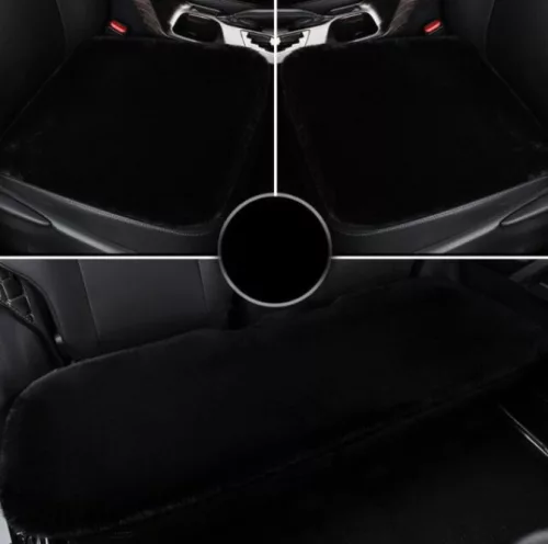 Puha szőrös ülésvédő szett - fekete