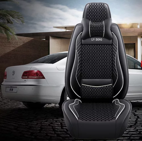 11 részes Ice Silk kárpit/műbőr üléshuzat szett - légzsákos - osztható - fekete/fehér