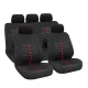 9 részes univerzális üléshuzat szett - 2 helyen osztható - légzsákos - fekete/piros csíkkal