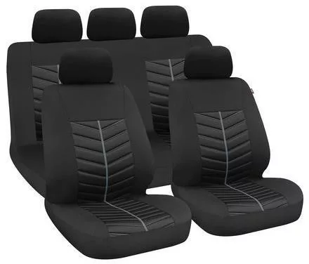 9 részes univerzális üléshuzat szett - 2 helyen osztható - légzsákos - fekete/szürke csíkkal