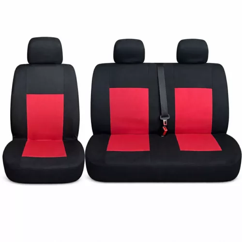 1+2 furgon üléshuzat - vastag,  5mm-es habszivacs - fekete-piros