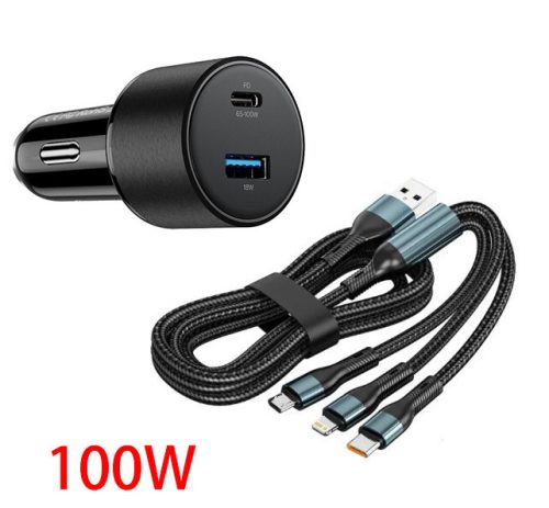 Gyors töltő USB/USB-C + 3 az 1ben - 5A 100W - 12-24V