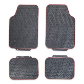   Univerzális gumiszőnyeg készlet - fekete/piros szegéllyel