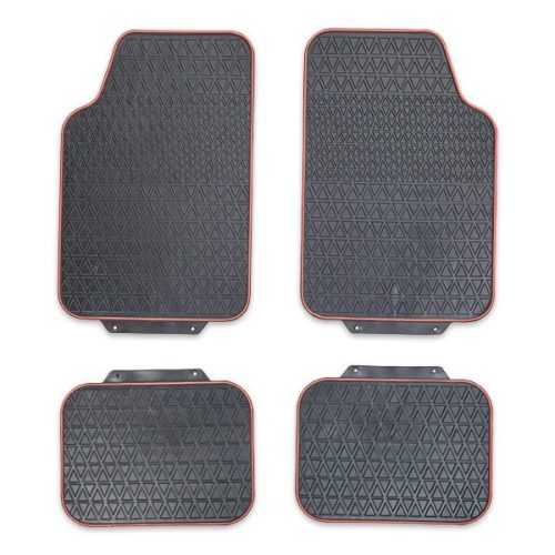 Univerzális gumiszőnyeg készlet - fekete/piros szegéllyel