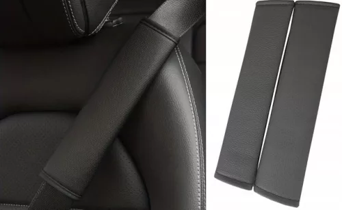 Műbőr biztonsági övpárna - fekete - párban