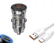 Autós gyors töltő USB/USB-C + kábel USB/TIPE-C - 6A 20W - 12-24V