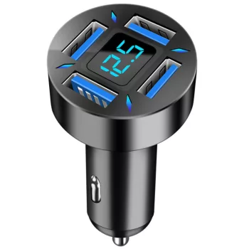   Autós töltő + voltmérő - 4USB 4.8A - Quick Charge 3.0 - 12-24V