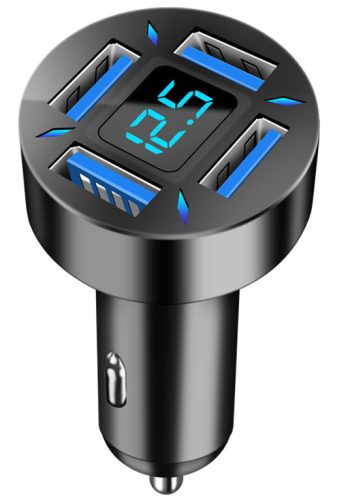 Autós töltő + voltmérő - 4USB 4.8A - Quick Charge 3.0 - 12-24V - 13153 M42