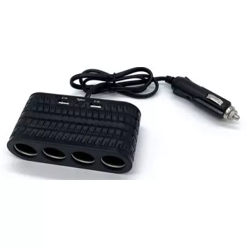   Szivargyújtó elosztó 4-es + 2 USB aljzat + 1 Type-C 12/24V - max. 120W
