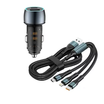 Autós töltő + 3IN1 gyorstöltő kábel - 48W 12-24V