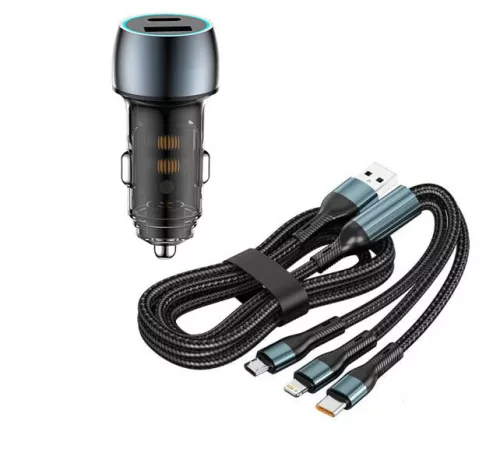 Autós töltő + 3IN1 gyorstöltő kábel - 48W 12-24V