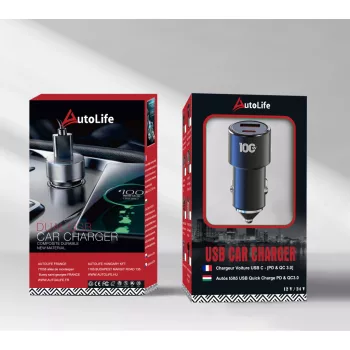 02AC autós gyorstöltő - USB & USB-C - 100W 12/24V