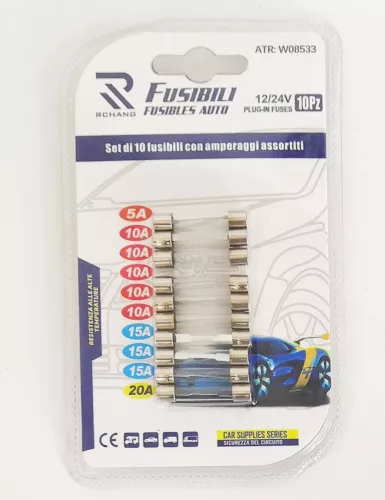 Biztosíték üveg- nagy - 10 db