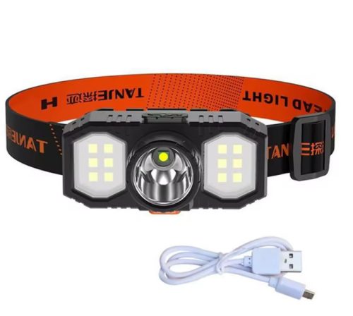 COB LED fejlámpa - USB-s, 4funkciós