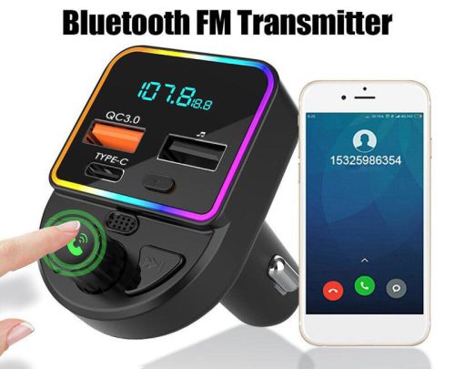 FM/Bluetooth transmitter - QC3.0USB+TYPE-C - P12 - 12/24V