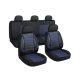 11 részes műbőr univerzális üléshuzat szett - légzsákos - fekete-kék