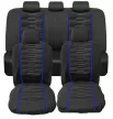 9 részes univerzális üléshuzat szett - légzsákos - fekete színű -kék csíkokkal