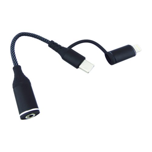 2az1-ben USB-C - Lightning adapter, 3,5 mm-es AUX jack csatlakozó