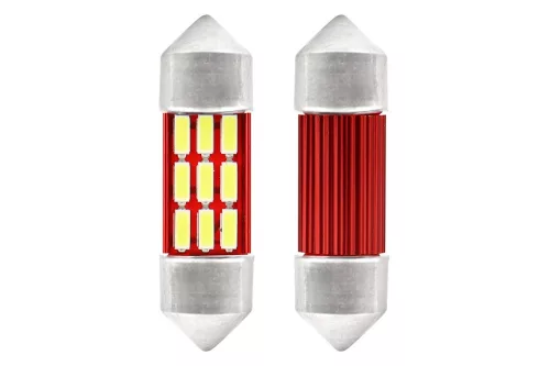SMD-XM0029 9SMD Szofita Led Canbus hűtőbordás izzó - 12V - polaritás nélkül - 31mm - párban