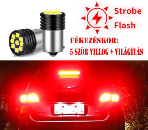 SMD-1157-9SMD Strobe LED izzó - 21/5W - fehér - 12V - párban