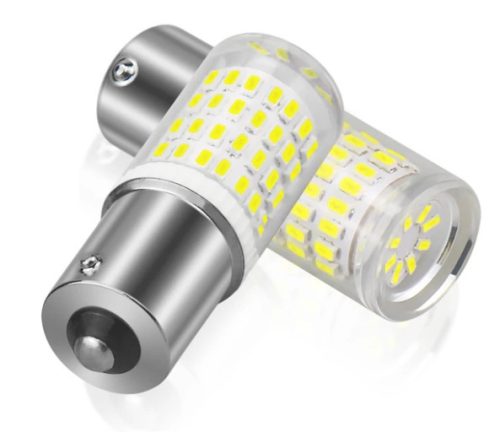 SMD-W12090 21W 1156/BA15D 80SMD Led Canbus izzó - piros - 12-24V - párban