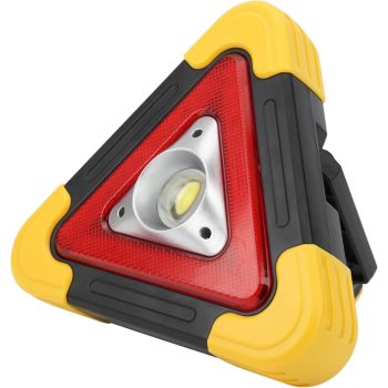   Figyelmeztető háromszög LED lámpa - többfunkciós, napelemes vészjelző, powerbank - 16.5x16.5cm