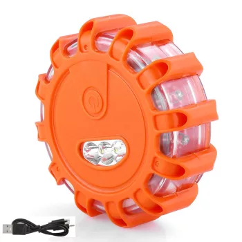   Autós vészjelző lámpa - 12 + 3 LED, akkumulátoros, USB / USB-C töltéssel