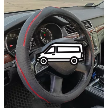 Műbőr kormányvédő - 40cm - fekete-piros - 2393-40