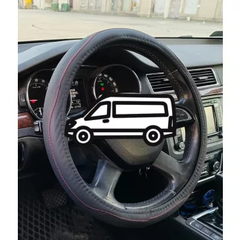 Műbőr  kormányvédő - 40cm - fekete-piros