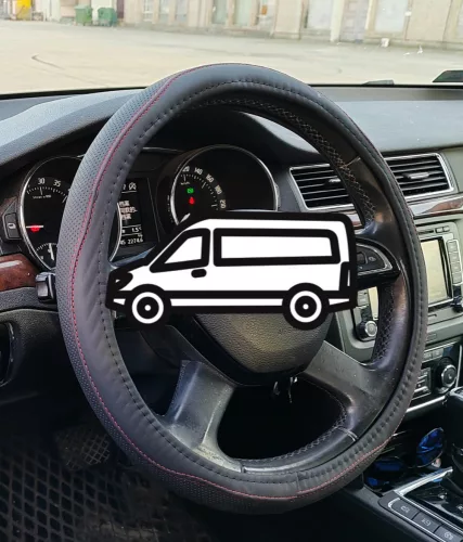 Műbőr  kormányvédő - 40cm - fekete-piros