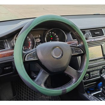   Univerzális műbőr kormányvédő - 38cm - sötétzöld - 2397GR