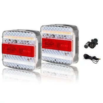   LED utánfutó hátsó lámpa szett 12/24V - 7 pólusú csatlakozóval, komplett világítás - E-jeles